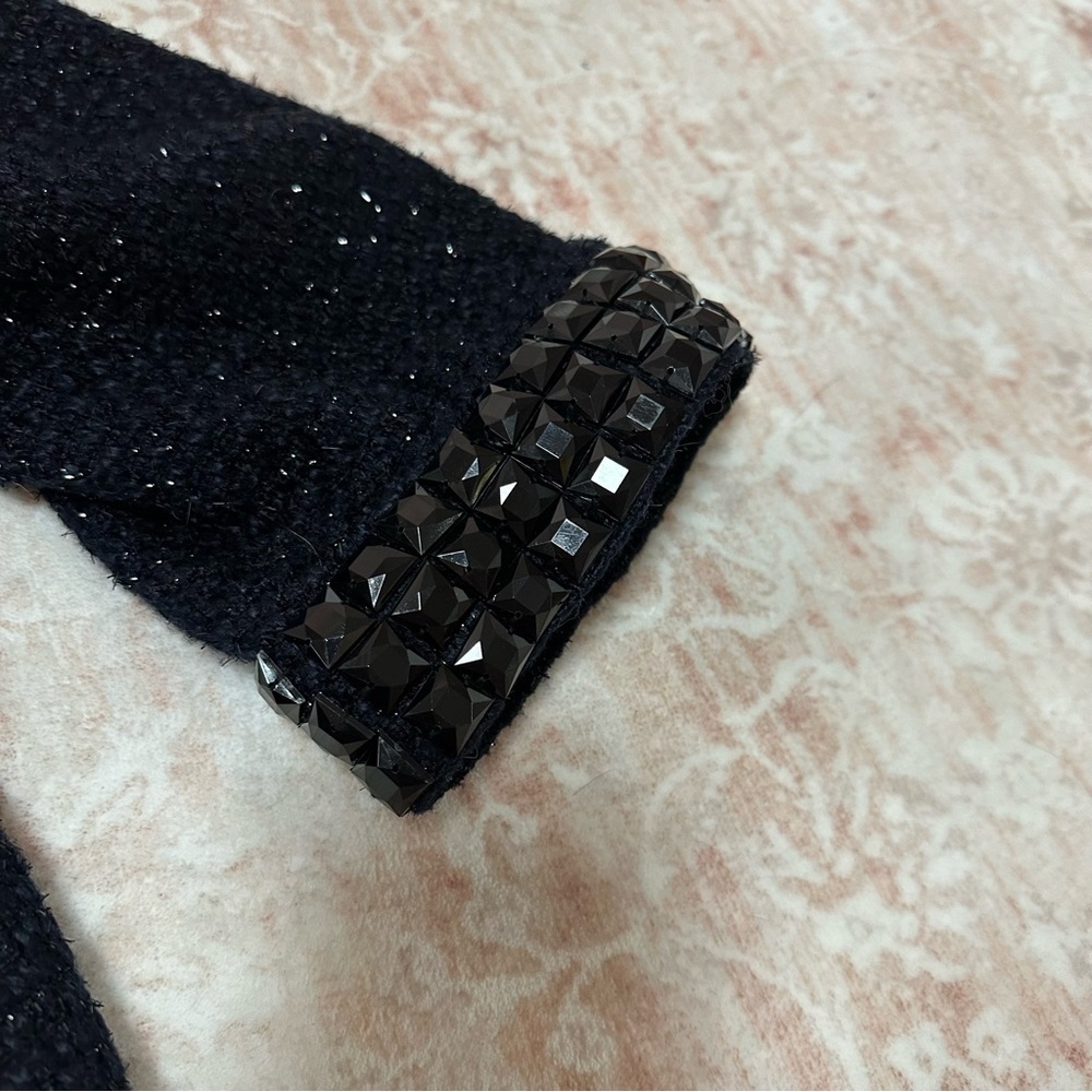 Rhinestone Navy Tweed Metallic 3/4 Sleeve Jacket - Picture 5 of 12